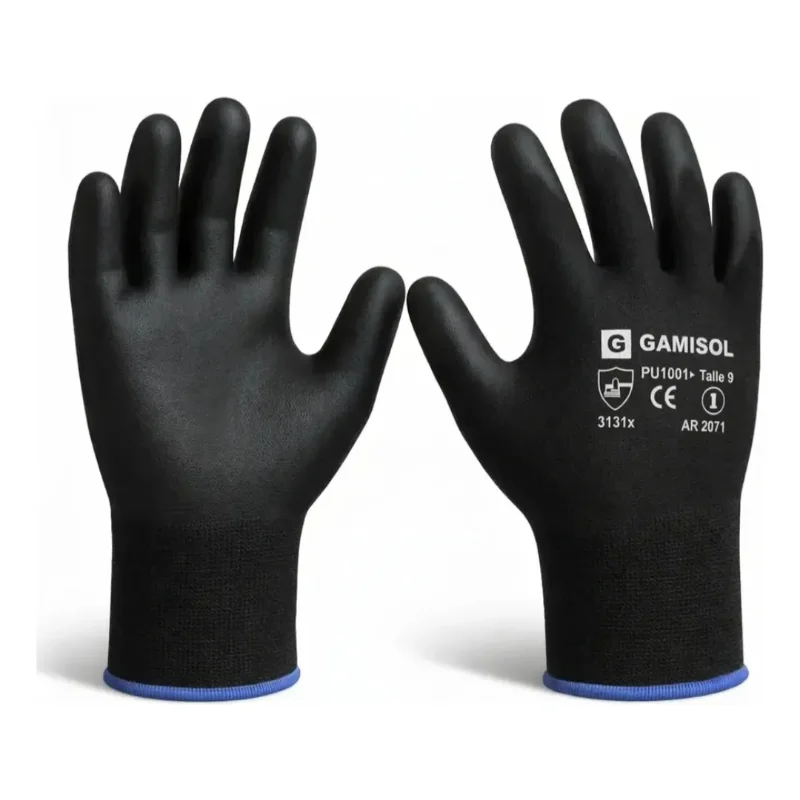 Guante de Poliuretano Gamisol PU1001 Negro Talle 9-10 · Cód. 0019/102xx