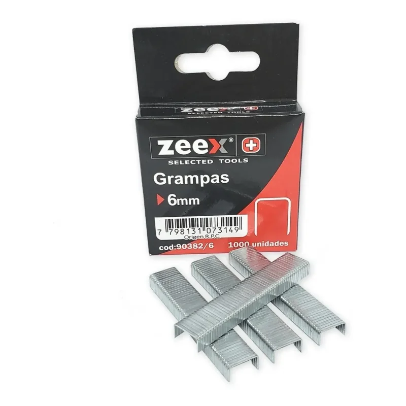 Zeex Grampas Zeex 6 mm Caja x 1000 Unidades · Cód. 0090382/6