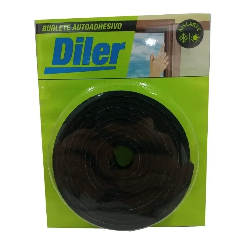 DILER Burlete Autoadhesivo Tipo Europeo 10mm x 5mm x 5m · Cód. 00BAENX