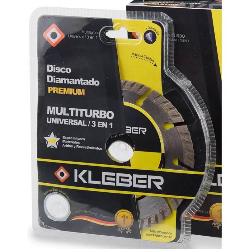 KLEBER Disco Diamantado 3 en 1 Kleber Multiturbo Universal 115mm · Cód. 00KLE115MT