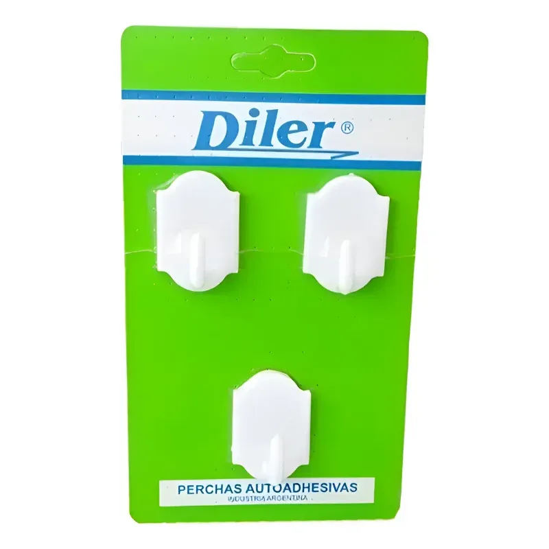 DILER Juego de 3 Perchas Autoadhesivas Pequeñas Diler · Cód. 00P803