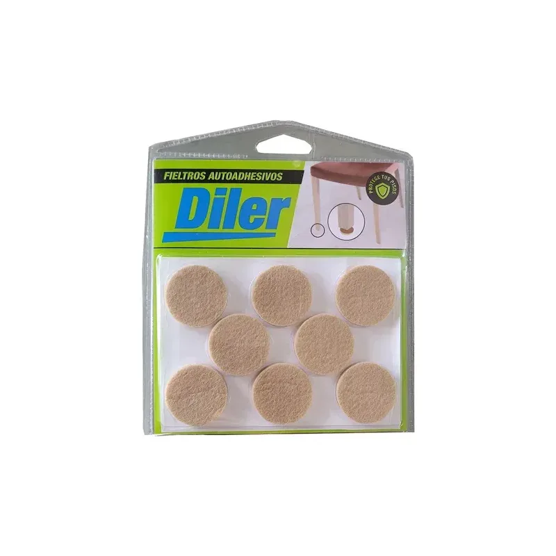 DILER Protector de Fieltro Circular 3 cm Diler x 8 Unidades · Cód. 00PFC8