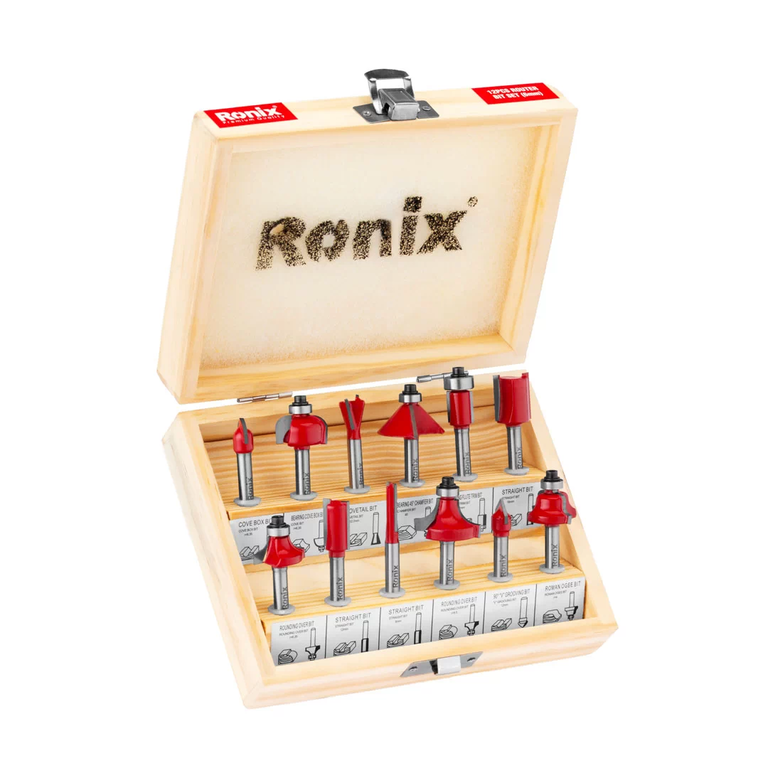 Set de fresas p/ router de 1/4" x 12 pz Ronix RH-5341