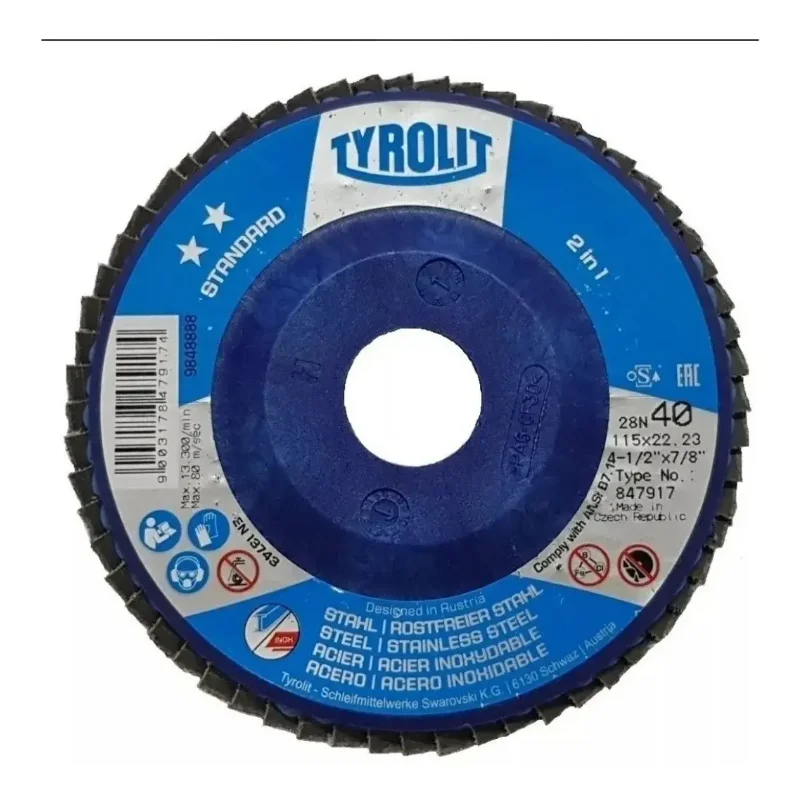 TYROLIT Disco Flap Plano Fibra Zirconio · Cód. 00TFZXXX