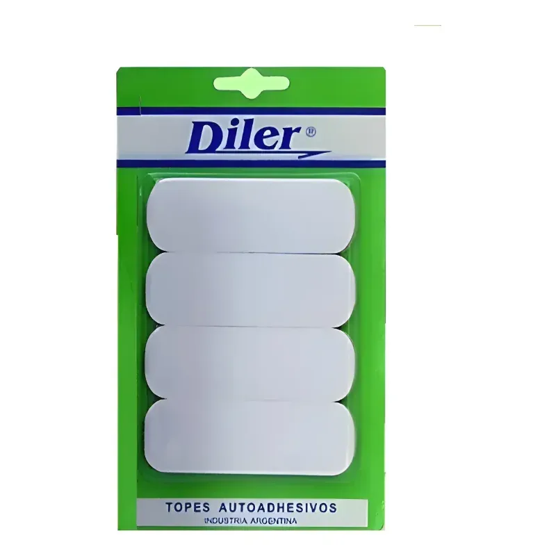 DILER Topes Autoadhesivos Rectangulares Diler Blancos x 4 Unidades · Cód. 00TRB4