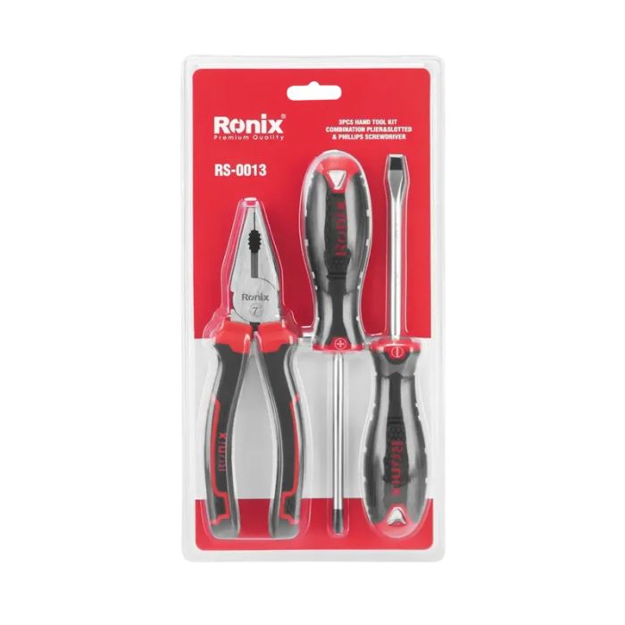 Set 3 piezas Ronix RS-0013 pinza universal y destornilladores