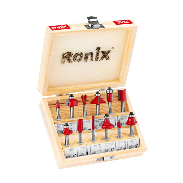 Set de fresas p/ router de 1/4" x 12 pz Ronix RH-5341