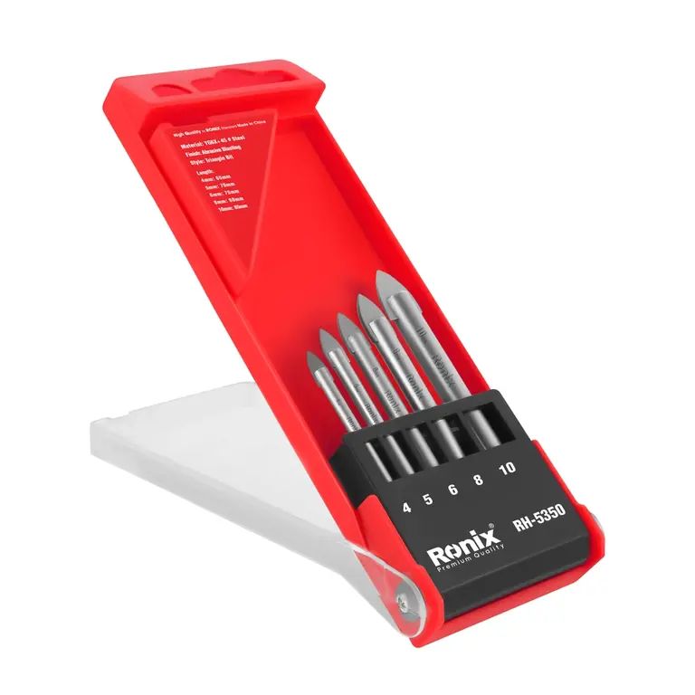Set de mechas punta flecha p/ vidrio de 5 pz Ronix RH-5350