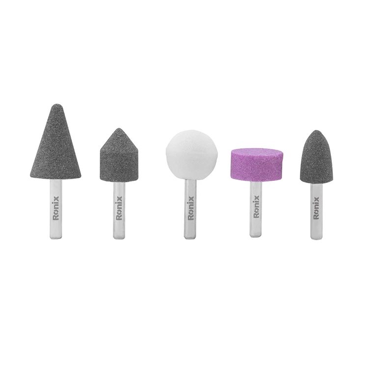Set de 5 piedras montadas p/ amoladora recta Ronix RH-9938